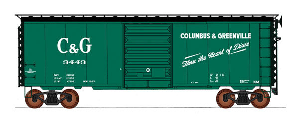 40' PS-1 Boxcar - Ready to Run -- Columbus & Greenville (green, black, white, Heart of Dixie Slogan)