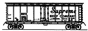 R-40-23 Steel Ice Reefer - Ready to Run -- Supreme Beef Company (yellow, brown & black lettering)