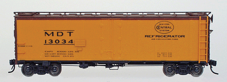 R-40-23 Steel Ice Reefer - Ready to Run -- Merchants Despatch MDT (orange, Boxcar Red, NYC Lines Logo)