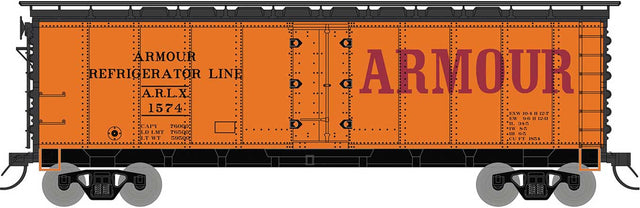 R-40-23 Steel Ice Reefer - Ready to Run -- Armour (1960s, orange, black, red)