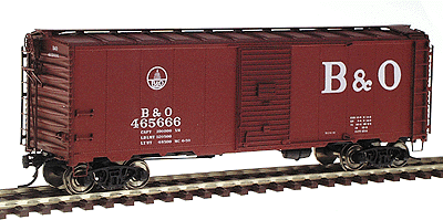 1937 AAR 40' Boxcar - Ready to Run -- Baltimore & Ohio (Boxcar Red w/white lettering)