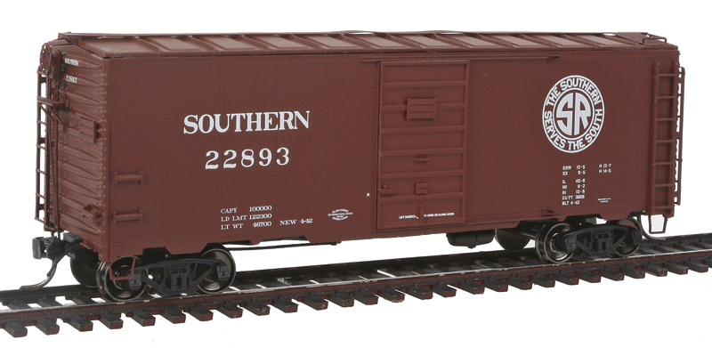 10'6" Modified 1937 AAR 40' Boxcar - Ready to Run -- Southern Railway (Boxcar Red, Large SR Logo)