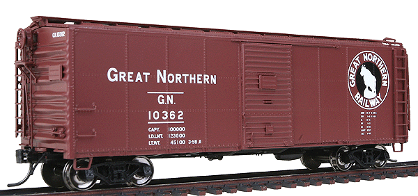Plywood Panel 40' Boxcar - Ready to Run -- Great Northern (Mineral Red) w/Metal Wheelsets & Kadee(R) Couplers