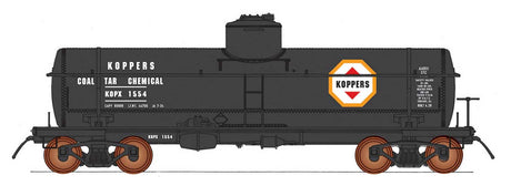 ACF Type 27 Riveted 8,000-Gallon Tank Car - Ready to Run -- Koppers KOPX (black, white, red)