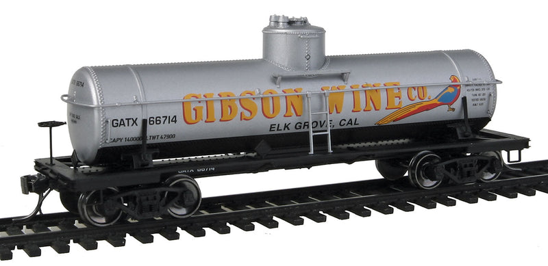 ACF Type 27 Riveted 8000-Gallon Tank Car - Ready to Run - Famous Image Collect -- Gibson Wine (gray, black, yellow, red)