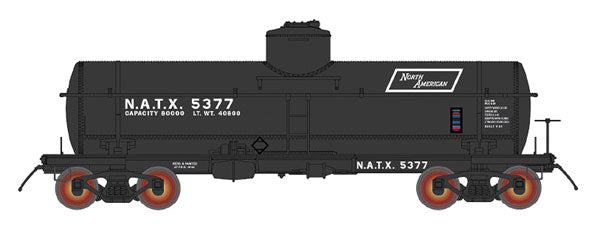 ACF Type 27 Riveted 8000-Gallon Tank Car - Ready to Run -- North Americna Car Corporation (black, white, Parallelogram Logo)