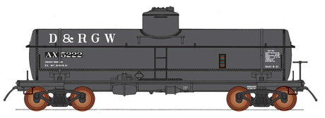 ACF Type 27 Riveted 8,000-Gallon Tank Car - Ready to Run -- Denver & Rio Grande Western (black, Reporting Marks Only)