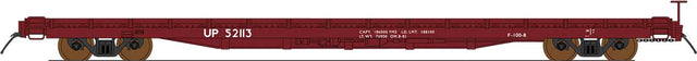 60' Wood-Deck Flatcar - Ready to Run -- Union Pacific (1980s, Boxcar Red, No Logo)