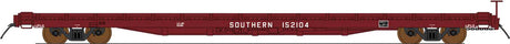 60' Wood-Deck Flatcar - Ready to Run -- Southern Railway (Boxcar Red)