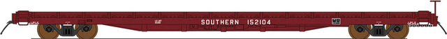 60' Wood-Deck Flatcar - Ready to Run -- Southern Railway (Boxcar Red)