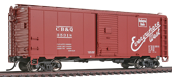 Modified AAR 40' Boxcar w/4-4 Improved Drednaught End - Ready to Run -- Chicago, Burlington & Quincy (Boxcar Red, Way of the Zephyrs Slogan)