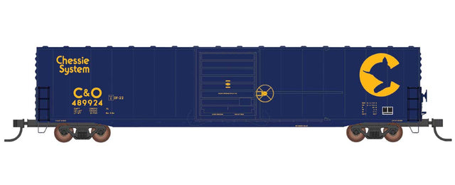 60' PS-1 Single-Door Boxcar - Ready to Run -- Chessie System C&O (blue, yellow)