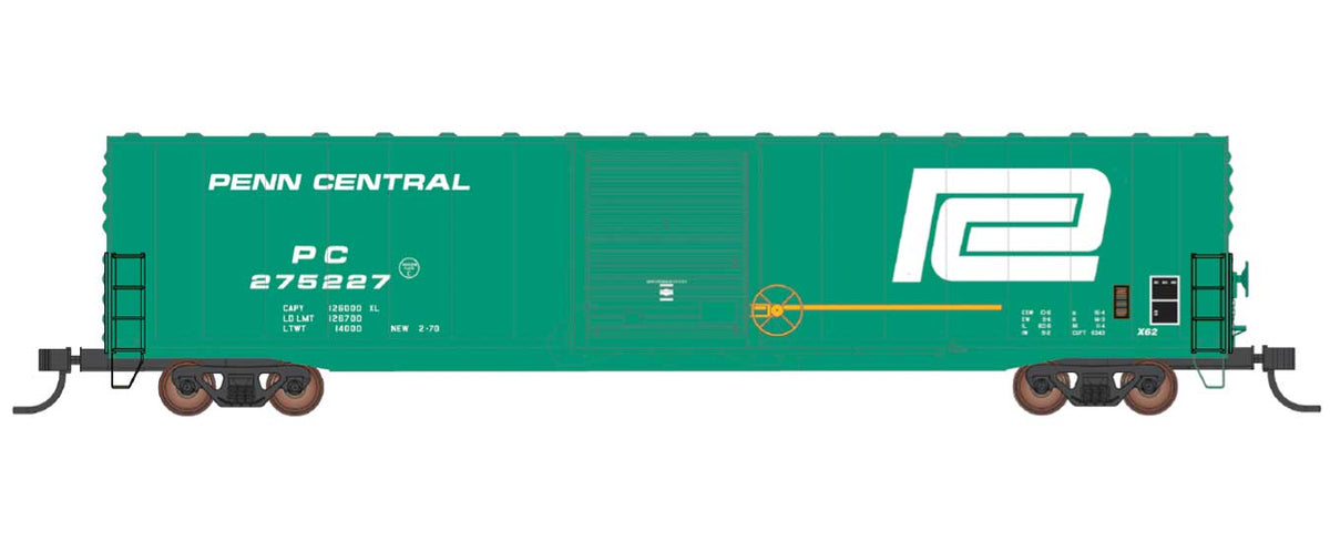 60' PS-1 Single-Door Boxcar - Ready to Run -- Penn Central (Jade green, Large Logo)