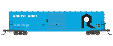 60' PS-1 Single-Door Boxcar - Ready to Run -- Rock Island (blue, black, white)