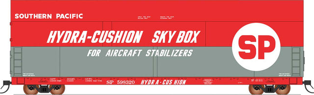 Sky Box Aerospace Flatcar with Cover - Ready to Run -- Southern Pacific (red, gray, white)
