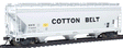 ACF 4650 Cubic Foot 3-Bay Covered Hopper - Ready to Run -- Cotton Belt (light gray, black lettering)-1