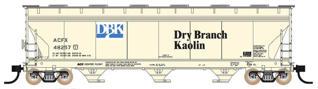 ACF 4650 Cubic Foot 3-Bay Covered Hopper - Ready to Run -- Dry Branch Kaolin ACFX (1996 Scheme, pale yellow, blue, black)
