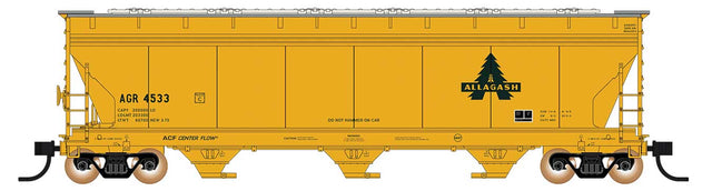 ACF 4650 Cubic Foot 3-Bay Covered Hopper - Ready to Run -- Allagash (Fictional Scheme, yellow, green)