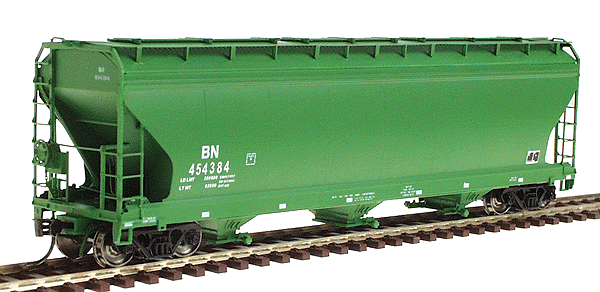 ACF 4650 Cubic Foot 3-Bay Covered Hopper - Assembled -- Burlington Northern, Phase I (Cascade Green w/white lettering)