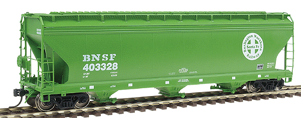 ACF 4650 Cubic Foot 3-Bay Covered Hopper - Ready to Run -- Burlington, Northern & Santa Fe (green)
