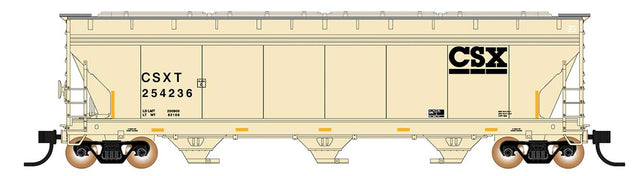 ACF 4650 Cubic Foot 3-Bay Covered Hopper - Ready to Run -- CSXT (tan w/black Markings)