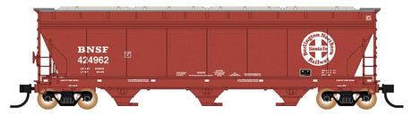 ACF 4650 Cubic Foot 3-Bay Covered Hopper - Ready to Run -- Burlington Northern Santa Fe (brown, white, Circle/Cross Logo)-2