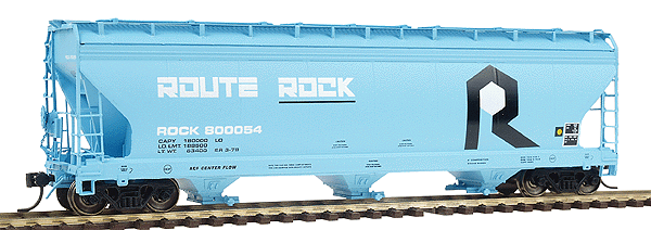 ACF 4650 Cubic Foot 3-Bay Covered Hopper - Ready to Run -- Rock Island (Powder Blue w/white & black lettering; "Route Rock" slogan)