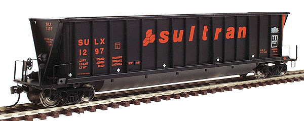Bathtub Coal Gondola - Ready to Run -- Sultran (black, orange; Large Horizontal Lettering)