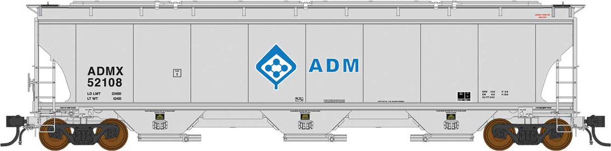 Trinity 5161 3-Bay Covered Hopper - Ready to Run -- Archer-Daniels-Midland (gray, Molecule Logo)