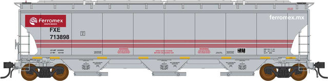 Trinity 5161 3-Bay Covered Hopper - Ready to Run -- Ferromex (gray, red, yellow conspicuity marks)