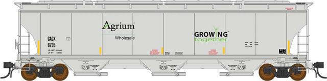 Trinity 5161 3-Bay Covered Hopper - Ready to Run -- Agrium GACX (gray, green, black, yellow conspicuity marks)