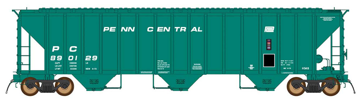 4785 PS2-CD Covered Hopper Late Version - Ready to Run -- Penn Central (Class H54B, Jade Green, Small Logo)