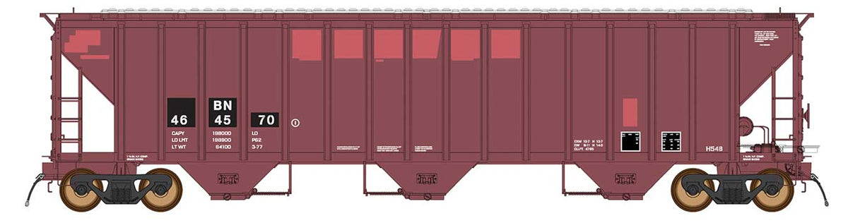4785 PS2-CD Covered Hopper Late Version - Ready to Run -- Burlington Northern (Patched Ex-CR, Boxcar Red, black)