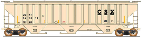Trinity Rib-Side Covered Hopper - Ready to Run -- CSX (pale yellow, black, yellow conspicuity marks)