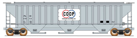 Trinity Rib-Side Covered Hopper - Ready to Run -- Farmland Industries COOP FLIX (gray, white, blue, red)