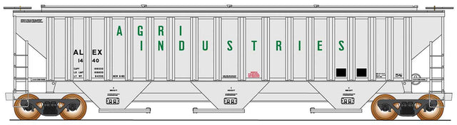 Trinity Rib-Side Covered Hopper - Ready to Run -- Agri industries ALEX (gray, green)
