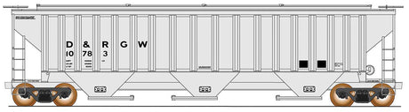 Trinity Rib-Side Covered Hopper - Ready to Run -- Denver & Rio Grande Western (gray, reporting marks only)