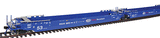 Maxi IV Intermodal Well Car 3-Unit Set Early Version - Ready to Run -- Pacer Stacktrain BRAN (blue, white, red)-1