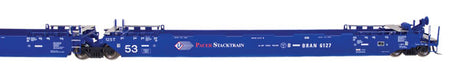 Maxi IV Intermodal Well Car 3-Unit Set Early Version - Ready to Run -- Pacer Stacktrain BRAN (blue, white, red)-2