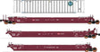 Maxi IV 3-Unit Well Car Set Early with 53' Containers -Ready to Run -- Iowa Interstate #55070 (Boxcar Red, BNSF Containers)