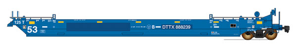 Maxi IV Intermodal Well Car 3-Unit Set Early Version - Ready to Run -- DTTX (ex-Pacer Stacktrain BRAN, blue, white)