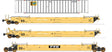 Maxi IV 3-Unit Well Car Set Early with 53' Containers -Ready to Run -- TTX #723444 (yellow, black, EMP Containers, white roadnumber)