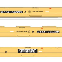 Maxi IV Intermodal Well Car 3-Unit Set Late Version - Ready to Run -- Trailer-Train DTTX (yellow, black)
