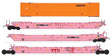 Maxi IV Stack 3-Car Set w/6 53' Containers- Ready to Run -- TTX DTTX #732301 (Breast Cancer Awareness, pink, red, Schneider Containers)
