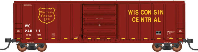 Pullman-Standard 5277 Cu.Ft. Exterior-Post Boxcar - Ready to Run -- Wisconsin Central (maroon, gold)