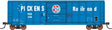 Pullman-Standard 5277 Cu.Ft. Exterior-Post Boxcar - Ready to Run -- St. Lawrence/Pickens Railroad (blue, red, white)
