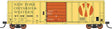 Pullman-Standard 5277 Cu.Ft. Exterior-Post Boxcar - Ready to Run -- New York, Ontario & Western (Fantasy Scheme, yellow, red)