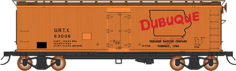 Fruit Growers Express Wood Refrigerator Car - Ready to Run -- Dubuque Packing URTX (orange, Boxcar Red, red, black)