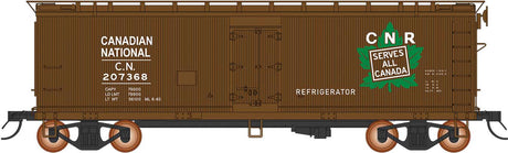 Fruit Growers Express Wood Refrigerator Car - Ready to Run -- Canadian National (1946 Boxcar Red, green, CNR Leaf Logo)