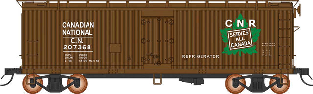 Fruit Growers Express Wood Refrigerator Car - Ready to Run -- Canadian National (1946 Boxcar Red, green, CNR Leaf Logo)